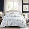 Floral Duvet Cover Set Full/Queen, Spring Plant Printed Comforter Cover 90"x90" with 2 Pillow Shams, Soft Lightweight Bedding Set